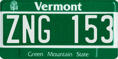 VT license plate ZNG153