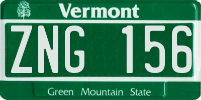 VT license plate ZNG156