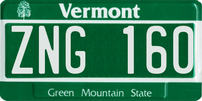 VT license plate ZNG160