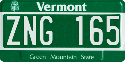 VT license plate ZNG165