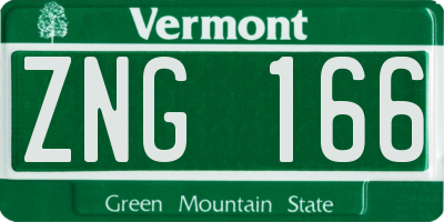 VT license plate ZNG166