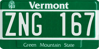 VT license plate ZNG167