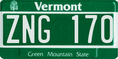 VT license plate ZNG170