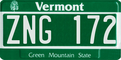 VT license plate ZNG172