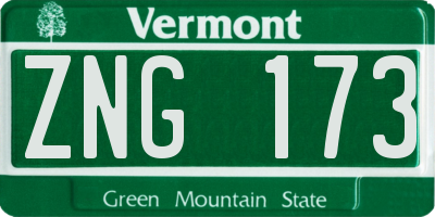 VT license plate ZNG173