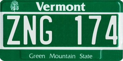 VT license plate ZNG174
