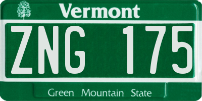 VT license plate ZNG175