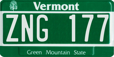 VT license plate ZNG177