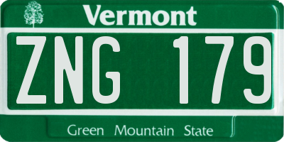 VT license plate ZNG179