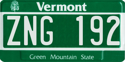 VT license plate ZNG192