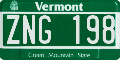 VT license plate ZNG198