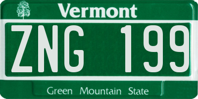 VT license plate ZNG199