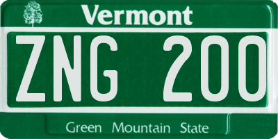 VT license plate ZNG200