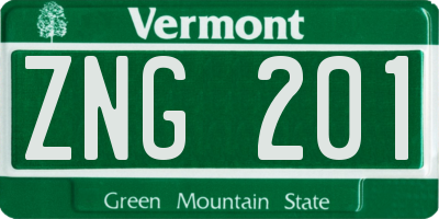 VT license plate ZNG201