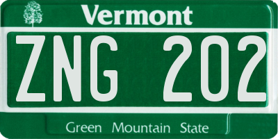 VT license plate ZNG202