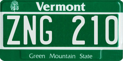 VT license plate ZNG210