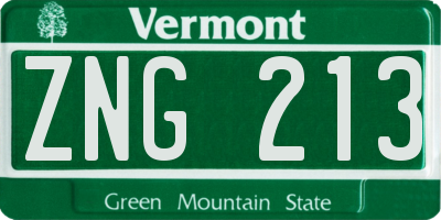 VT license plate ZNG213