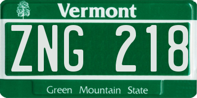 VT license plate ZNG218