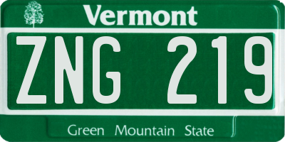 VT license plate ZNG219