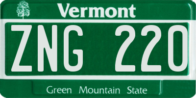 VT license plate ZNG220