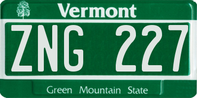VT license plate ZNG227