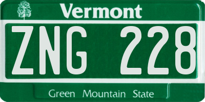 VT license plate ZNG228