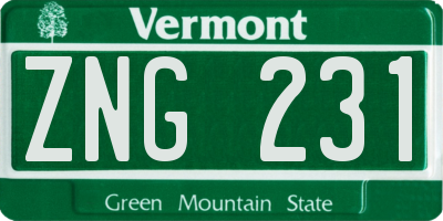 VT license plate ZNG231