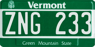 VT license plate ZNG233