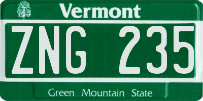 VT license plate ZNG235