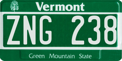 VT license plate ZNG238