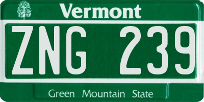 VT license plate ZNG239