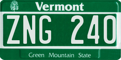 VT license plate ZNG240