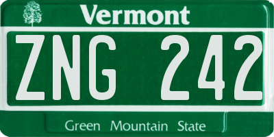 VT license plate ZNG242
