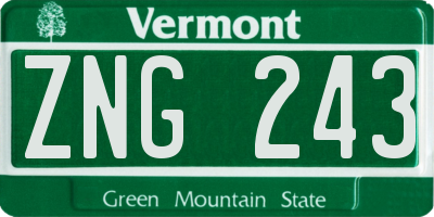 VT license plate ZNG243