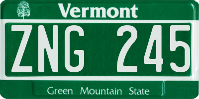VT license plate ZNG245