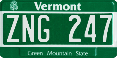 VT license plate ZNG247