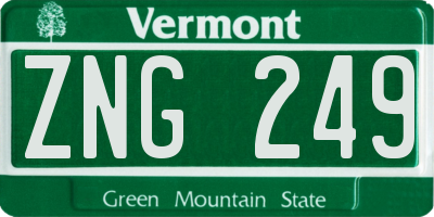 VT license plate ZNG249