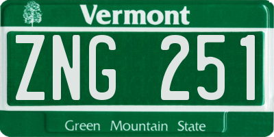 VT license plate ZNG251
