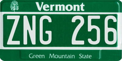 VT license plate ZNG256