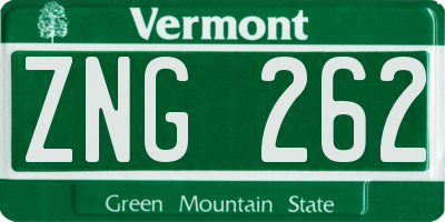 VT license plate ZNG262
