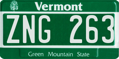 VT license plate ZNG263