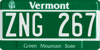 VT license plate ZNG267