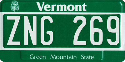 VT license plate ZNG269