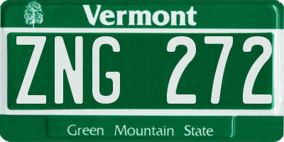 VT license plate ZNG272