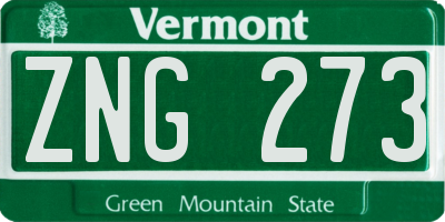 VT license plate ZNG273