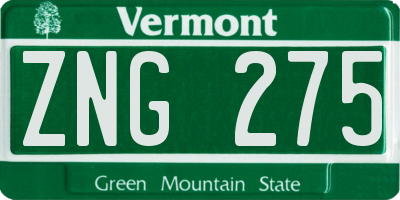 VT license plate ZNG275