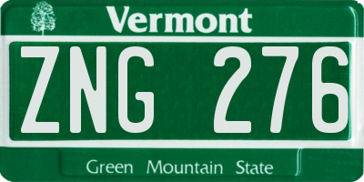 VT license plate ZNG276