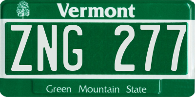 VT license plate ZNG277