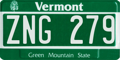 VT license plate ZNG279