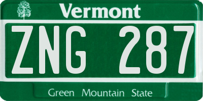 VT license plate ZNG287